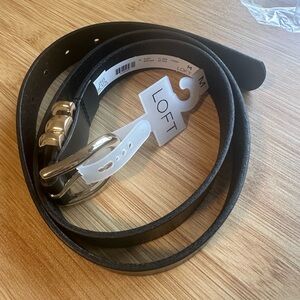 Loft Molded Buckle Leather Belt- medium- black